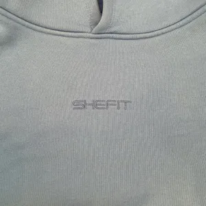 SHEFIT Luxe Cropped Hoodie Periwinkle Blue Drawstring Thumbhole Size M Top thumbnail 2