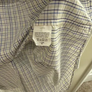 Arrow Dover Broadcloth White Blue Striped Button Up Dress Shirt Large thumbnail 4