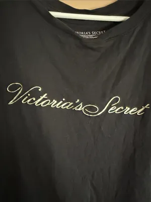 Victoria's Secret Black Script Logo Tee thumbnail 3