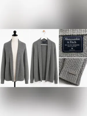 Abercrombie & Fitch Merino Wool Open Front Cardigan Sweater Medium thumbnail 2