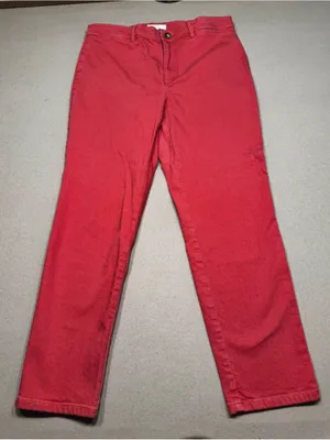 LOFT Coral Red Straight Leg Pants thumbnail 1