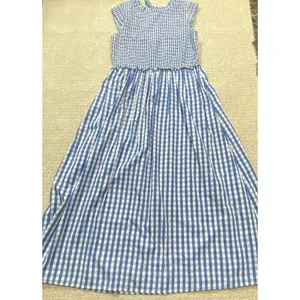 Crown & Ivy Blue Gingham Smocked Midi Dress Sleeveless Womens Size 8 Excellent thumbnail 15
