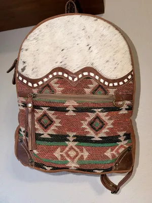 Myra Bag Cow hide Southwest Avery Backpack Bag cabincore rustic country thumbnail 1