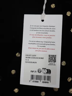 Sézane Lizy Cardigan Black Gold Metallic Dot Mohair Wool Blend Sweater Small thumbnail 7