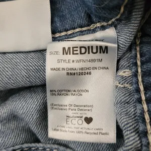 WallFlower Women's Light Wash Denim Wide-Leg Overalls Medium thumbnail 9