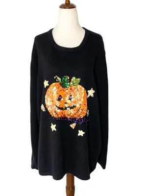 VINTAGE PEEK A BOO Sequin Pumpkin Sweater thumbnail 3