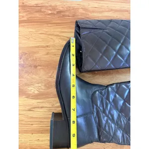 Tory Burch Kiernan Quilted Leather Riding Boots Brown Logo 8.5M thumbnail 9