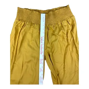 Miss Universe 06 Zuleyka Rivera Mustard Yellow Wide Leg Smocked Waist Pants Lrge thumbnail 5