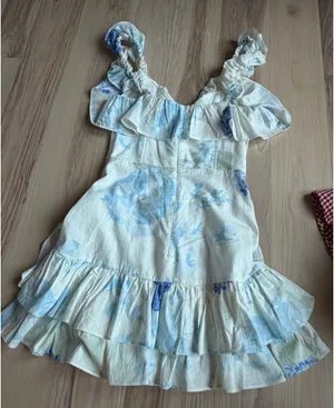 Sabo Skirt Blue Floral Ruffle Mini Dress thumbnail 4