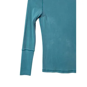 Intimately Free People The Rickie Top XS Teal Ribbed Mock Neck Boho Minimalist thumbnail 3