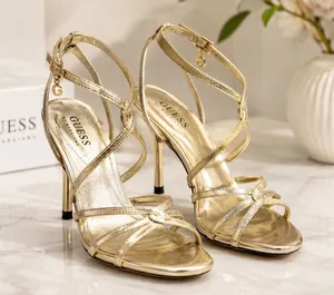 GUESS by Marciano Gold Strappy Heels Sandals Size 9.5 - Wedding Guest Glam thumbnail 1