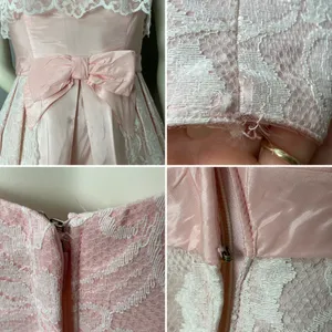 Vintage Lace Dress Light Pink Taffeta Sleeveless Maxi Prom Retro‎ Formal Sears thumbnail 10