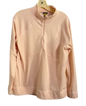 Eddie Bauer Womens L Pink Striped Quarter‎ Zip Pullover Long Sleeve Activewear thumbnail 1