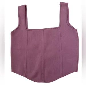 Zara Mauve Sleeveless Pullover Square Neck Stretch Corset Crop Top thumbnail 2