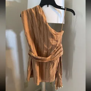 Zara one shoulder top with over the shoulder tie NWT SIZE XS thumbnail 3