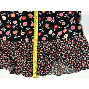 Talbots Womens Black Pink Floral Mixed Print Ruffle Hem Bell Sleeve Midi Dress 6 thumbnail 9