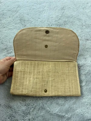 Vintage Bermuda Embroidered Jute Burlap Clutch Purse Floral Souvenir Handbag thumbnail 3
