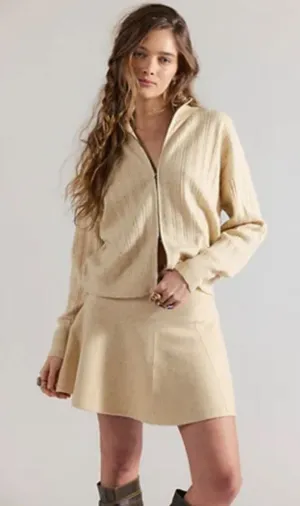 NWT Free People Beige Quincy Knit Mini Skirt Set thumbnail 1