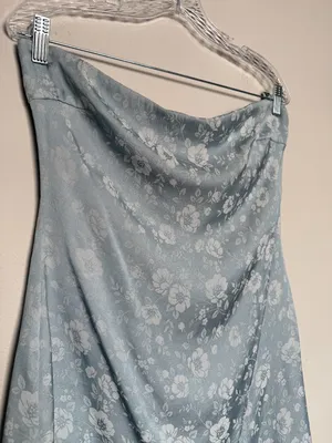 Princess Polly Baby blue Silk Strapless Mini Dress Floral Print thumbnail 2