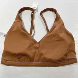 New Aerie Offline Ribbed Plunge Double Strap Mesh Back Sports Bra Brown Size Small thumbnail 12