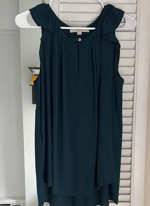 LOFT Dark Teal Sleeveless Blouse thumbnail 1