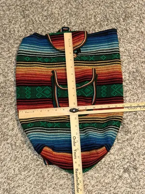 Mr. Pinzon Handmade Mexican Sarape Boho Woven Cotton Backpack thumbnail 8