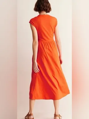 Boden Chloe Notch Jersey Midi Dress Sz 10 Dk Orange Sleeveless Date Night thumbnail 5