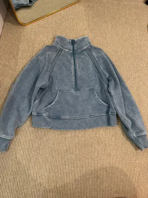 Zenana Distressed Quarter Zip Pullover  thumbnail 2