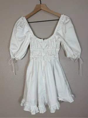 For Love & Lemons Jackson White Ruffle lace Babydoll Mini Dress size XS $198 thumbnail 12