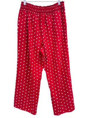 SHEIN Red White Polka Dot Wide Leg Palazzo Pants | Smocked Waist | Size M thumbnail 4