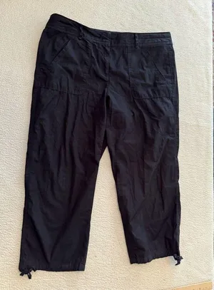Loft Ann Taylor Women's 8 Black Zipper Cropped Capri Pants Cotton Pockets thumbnail 4