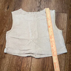 A New Day Womens XS Linen Button Back Sleeveless Crop Top Oatmeal Minimalist thumbnail 5