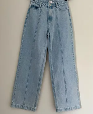 Princess Polly Booran Light Wash Denim Wide Leg Center Seam Jeans thumbnail 4