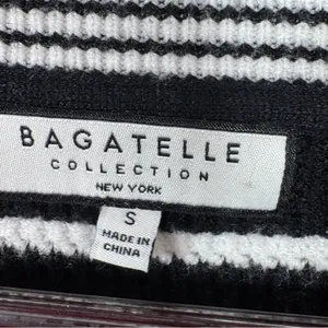 Bagatelle Collection Striped V Neck Cardigan‎ Sweater Black White Small thumbnail 9