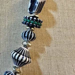 Blue beaded long necklace thumbnail 4