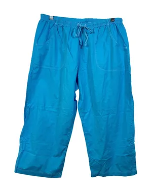 Fresh Produce Turquoise Blue Cotton Crop Capri Pants Drawstring Large thumbnail 1