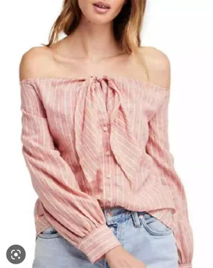 FREE PEOPLE Women’s Top‎ Hello There Relaxed Stylish Red/Orange Size Med thumbnail 1