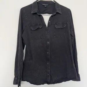 Rock & Republic Black Cutout Back Long Sleeve Button Up Shirt Size Women Size L thumbnail 4
