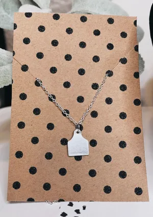 Handmade Custom Stamped Cow Tag Necklace thumbnail 1