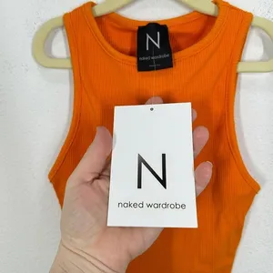 Naked Wardrobe Ribbed Crop‎ Tank Top Orange Racerback Sleeveless Size S thumbnail 5