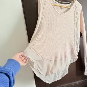FREE PEOPLE We the Free catalina Pink Waffle Knit Round Hem Drapey Top | Medium thumbnail 4
