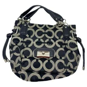Coach Women's Large Black Tan Fabric Tote Bag thumbnail 1