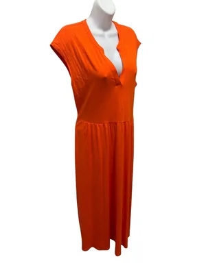 Boden Chloe Notch Jersey Midi Dress Sz 10 Dk Orange Sleeveless Date Night thumbnail 6