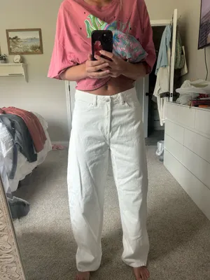 Women’s white wide leg belted jeans H&M thumbnail 7