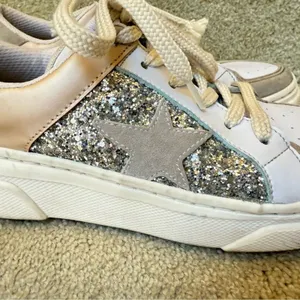 Pink Lily Silver Star Patch Glitter Platform Sneakers Silver Pink Womens Size‎ 8 thumbnail 7