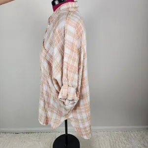 American Eagle Linen Blend Oversized Plaid Shirt thumbnail 6