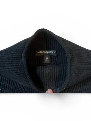 Banana Republic Black Ribbed Cowl-Neck Sweater thumbnail 2