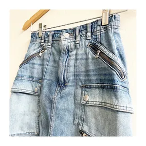 Free People We The Free Mini Skirt Women's 24 Blue Denim Light Wash Cargo Pocket thumbnail 4