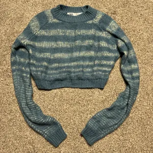 ZARA Women's Striped Cropped Crewneck Sweater thumbnail 1