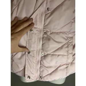 Oodji Super Active Puffer Vest Womens Small Pink Quilted Zip Snap High Collar thumbnail 4